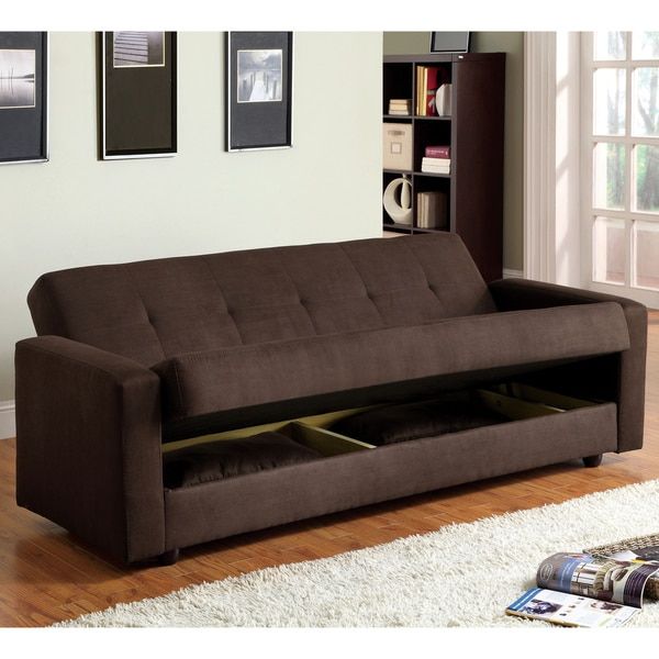 Shop Furniture Of America Cozy Microfiber Futon Sofa Bed Within Liberty Sectional Futon Sofas With Storage (View 8 of 15)