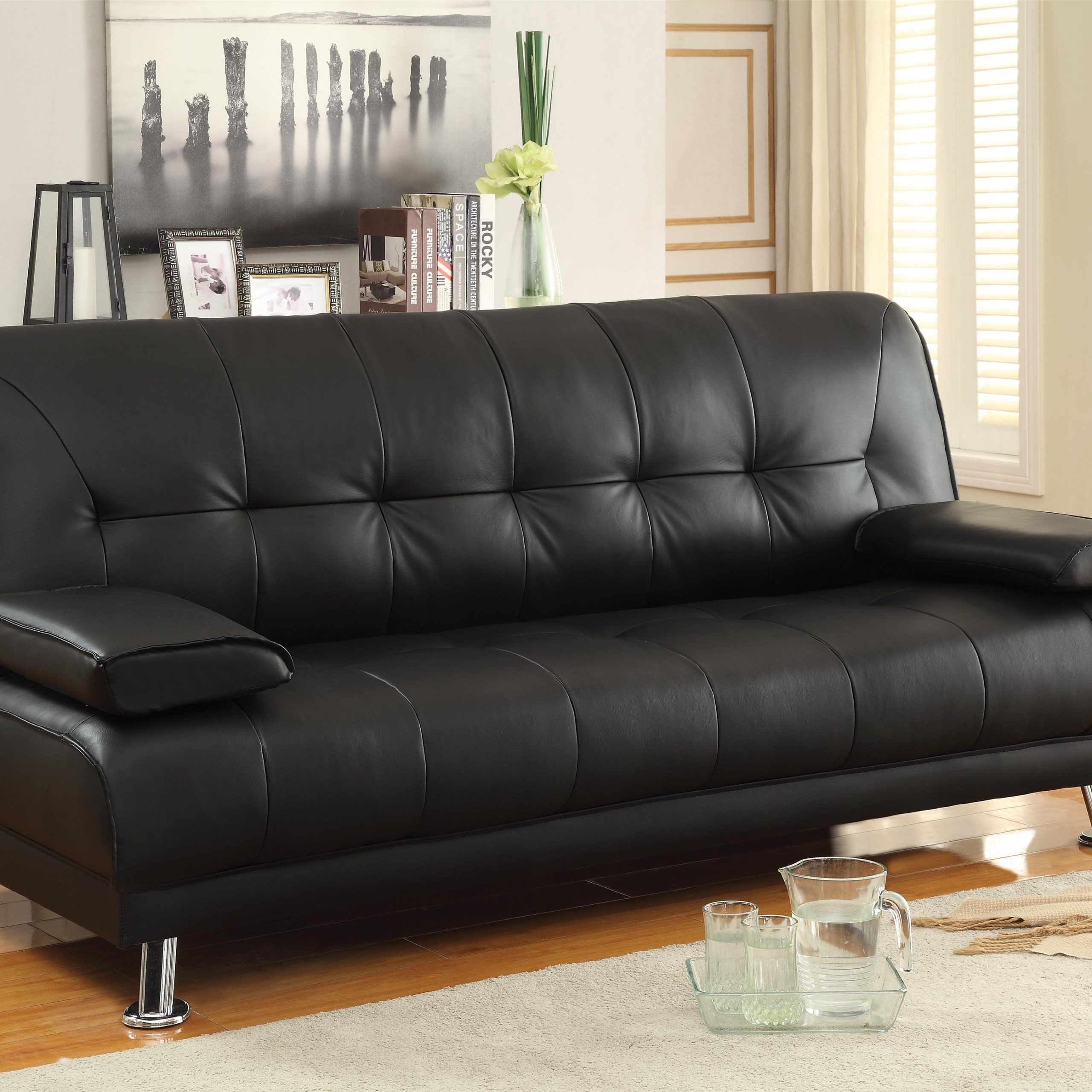 Sofa Beds And Futons Faux Leather Convertible Sofa Bed In Celine Sectional Futon Sofas With Storage Reclining Couch (View 7 of 15)