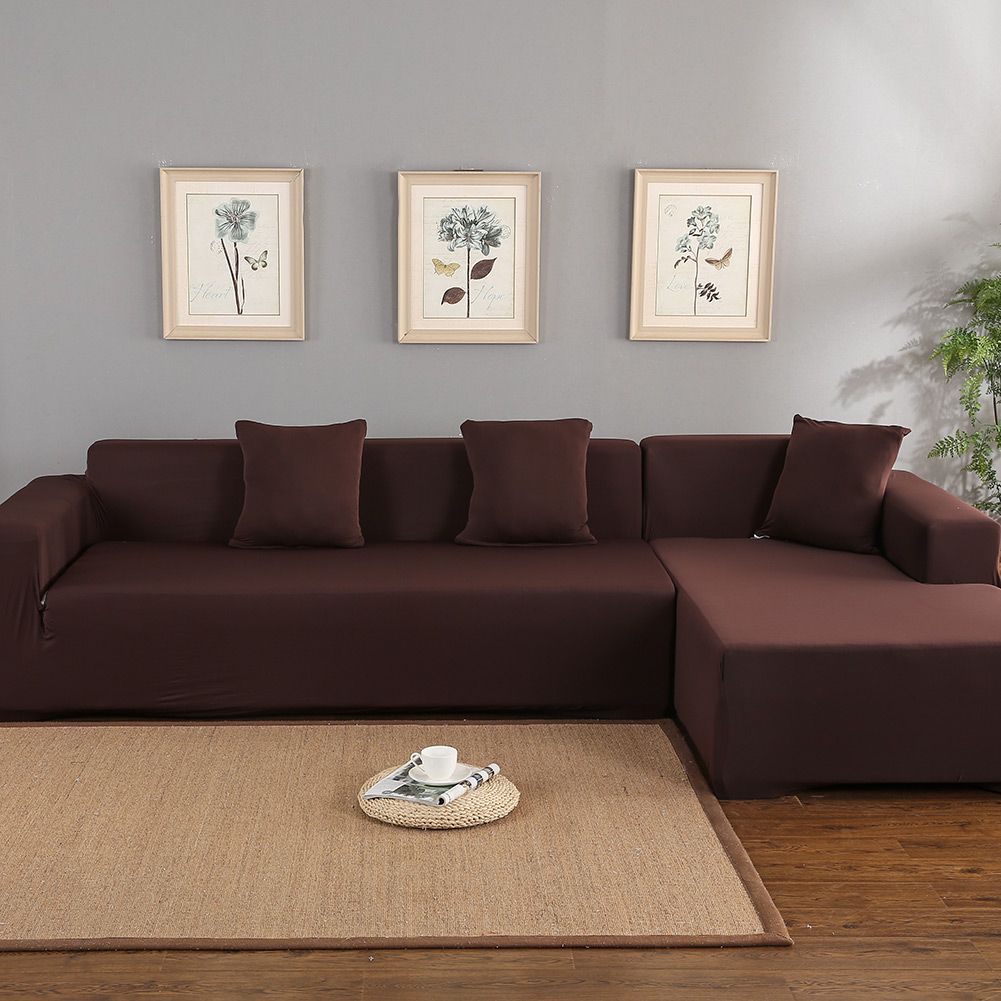 Sofa Covers For L Shape, Polyester Fabric Stretch Within Owego L Shaped Sectional Sofas (View 4 of 15)