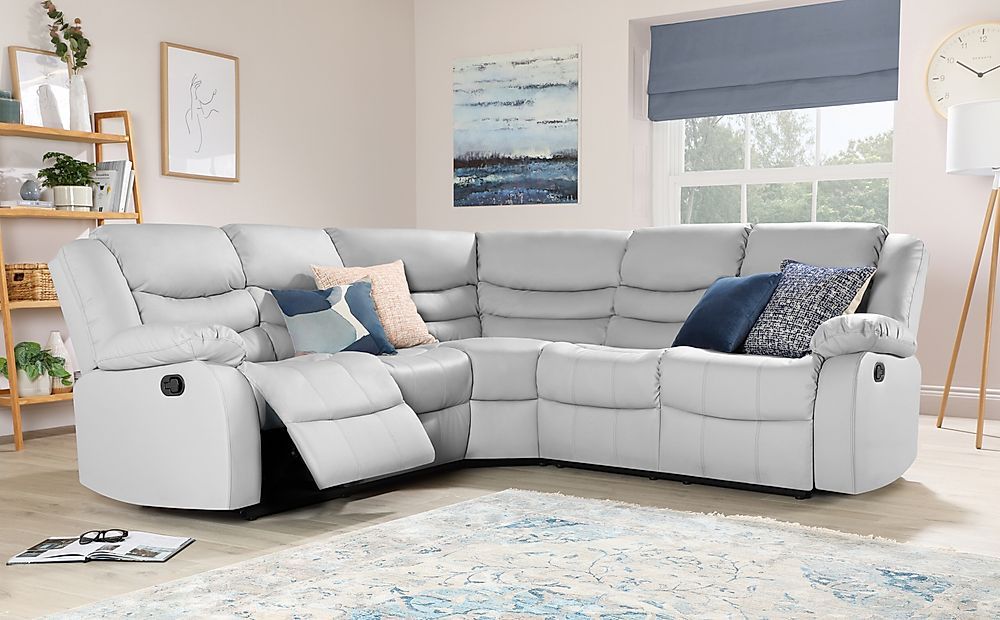 Sorrento Light Grey Leather Recliner Corner Sofa For Corner Sofa Chairs (View 9 of 15)