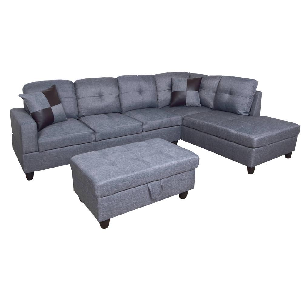 Star Home Living Dark Gray Microfiber 3 Seater Right With Regard To Kiefer Right Facing Sectional Sofas (View 3 of 15)