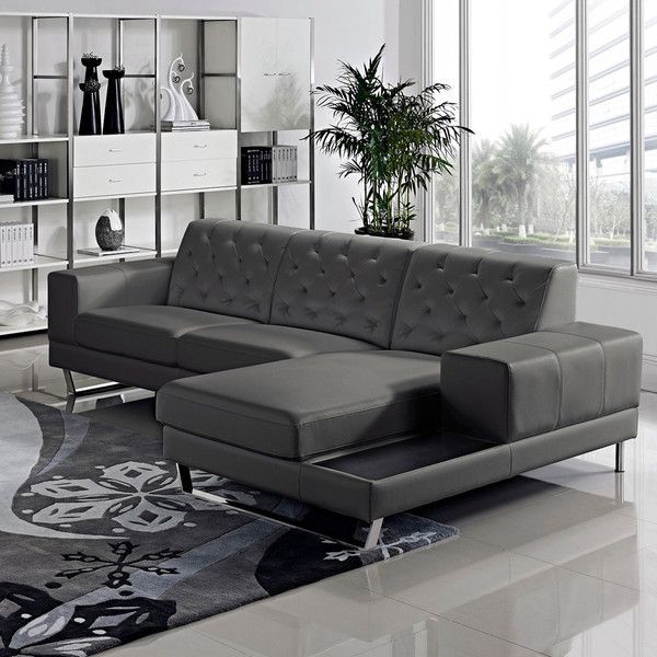 Stella Contemporary Chaise Leather Sectional Sofa Set | 2 Within 2Pc Burland Contemporary Sectional Sofas Charcoal (View 8 of 15)