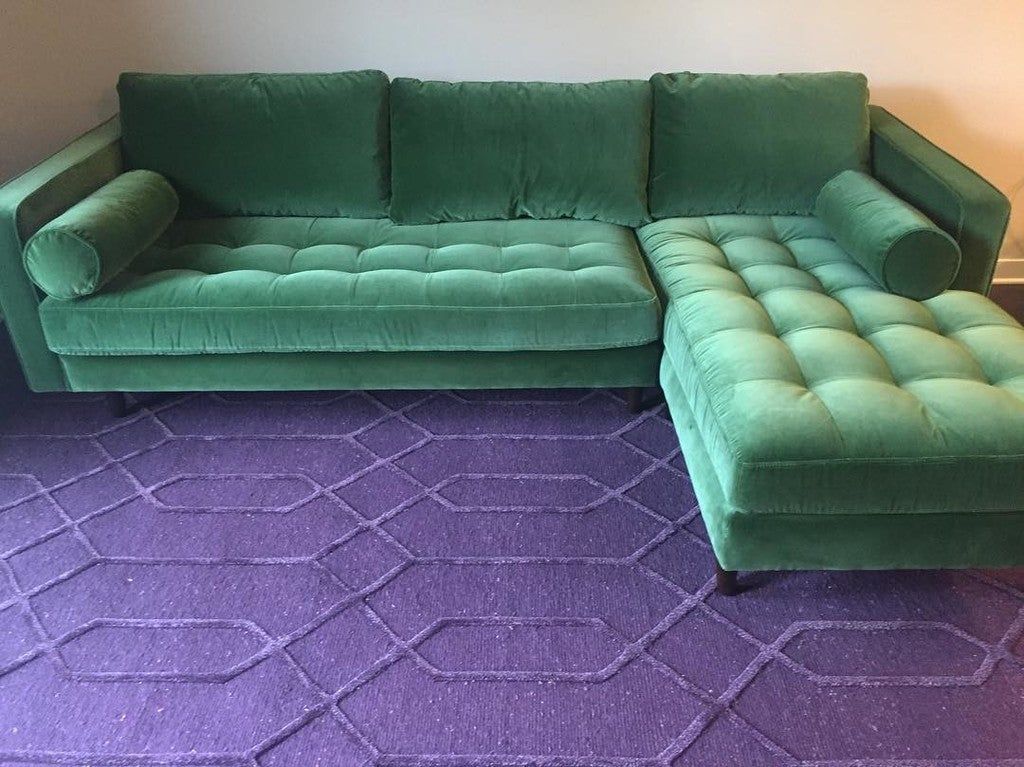 Sven Grass Green Right Sectional Sofa In 2020 | Sectional Inside Florence Mid Century Modern Velvet Right Sectional Sofas (View 2 of 15)
