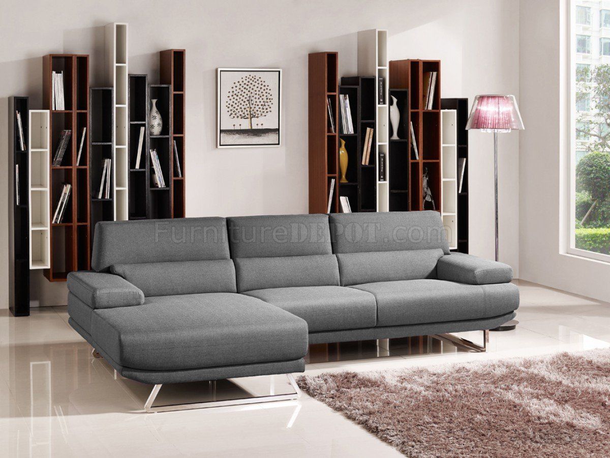Trinidad Sectional Sofa 1509B In Grey Fabricvig Intended For Noa Sectional Sofas With Ottoman Gray (View 4 of 15)