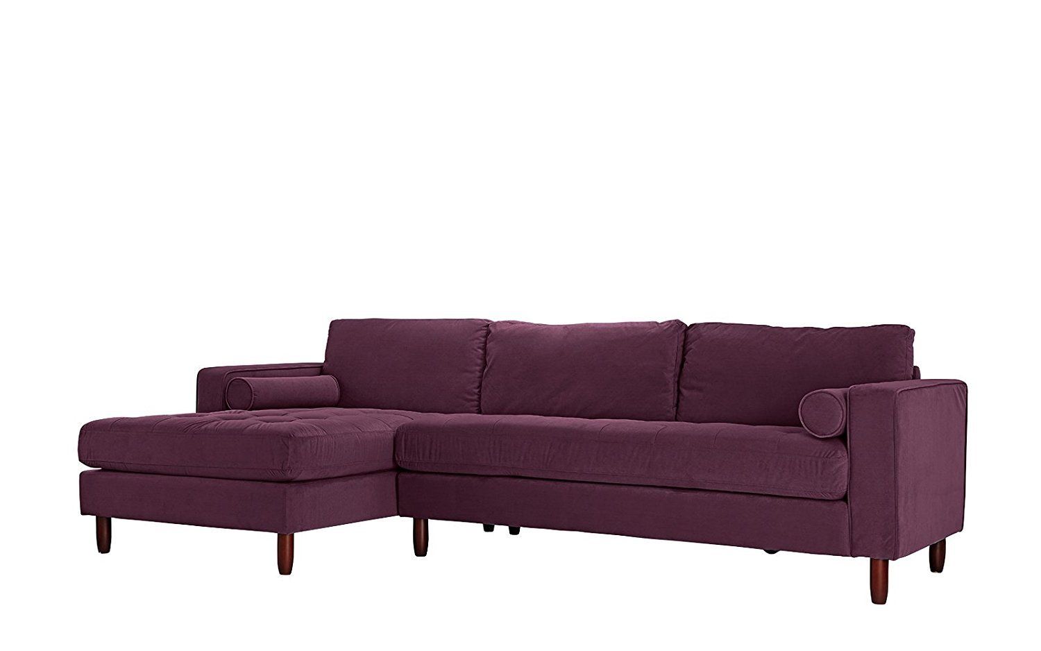 Tufted Velvet Fabric Sectional Sofa, L Shape Couch Left Intended For Florence Mid Century Modern Velvet Left Sectional Sofas (View 7 of 15)