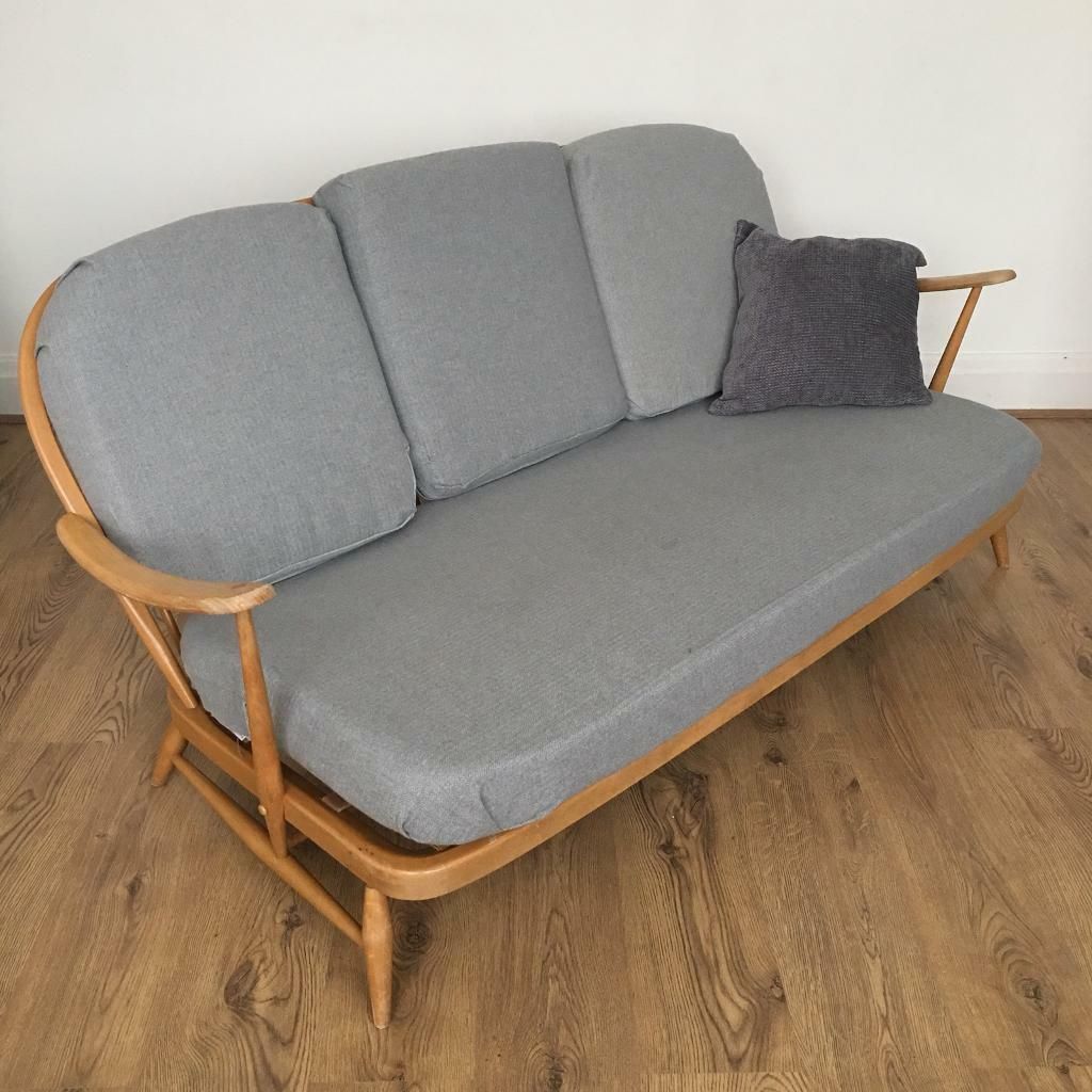 Upcycled Vintage Three Seater Ercol Windsor Sofa/Couch Throughout Windsor Sofas (View 14 of 15)