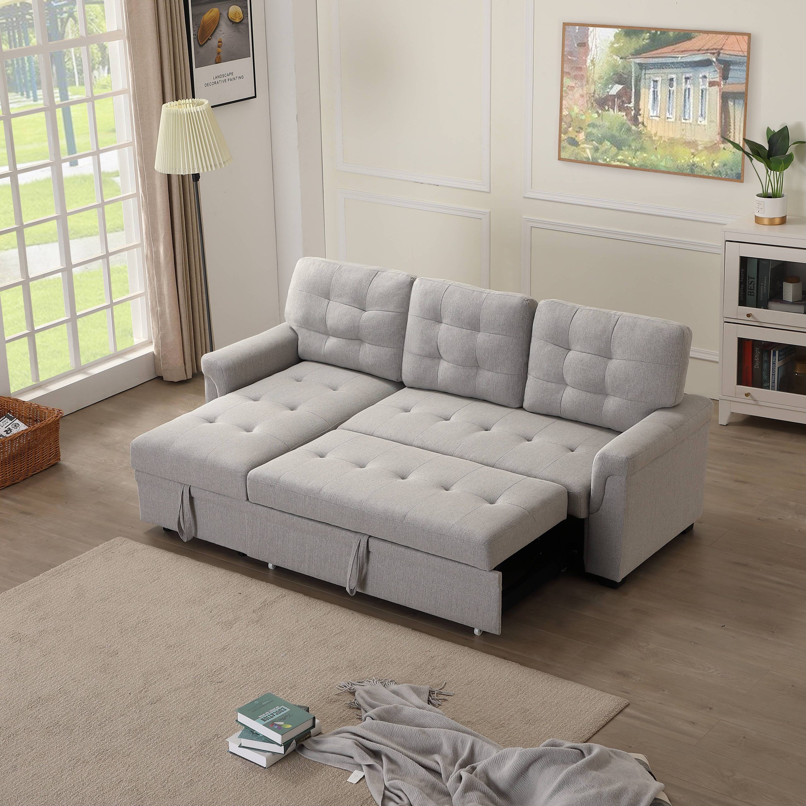 Upholstery Twin Sleeper Tufted Sofa Bed For Livingroom, 33 Inside Liberty Sectional Futon Sofas With Storage (View 14 of 15)