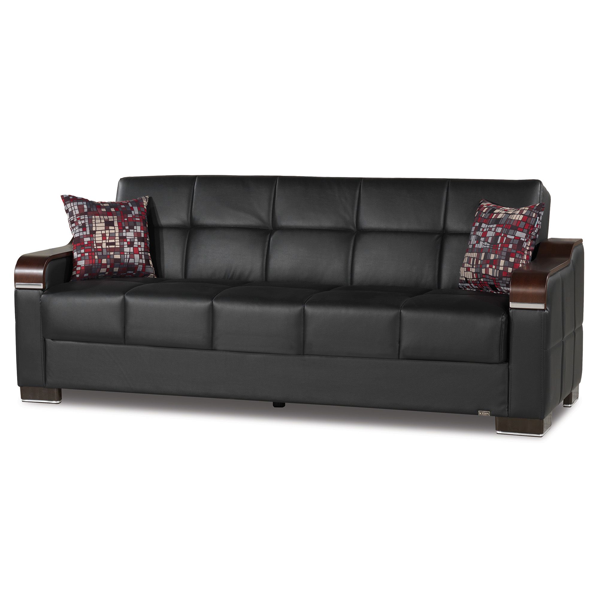 Uptown Leather Wooden Accent Arm Sleeper Sofa Bed With With Hartford Storage Sectional Futon Sofas (View 2 of 15)