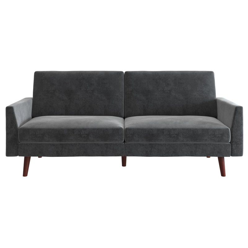 Velvet Convertable Sofa (Earle) | Wayfair | Grey Room Regarding Debbie Coil Sectional Futon Sofas (View 11 of 15)