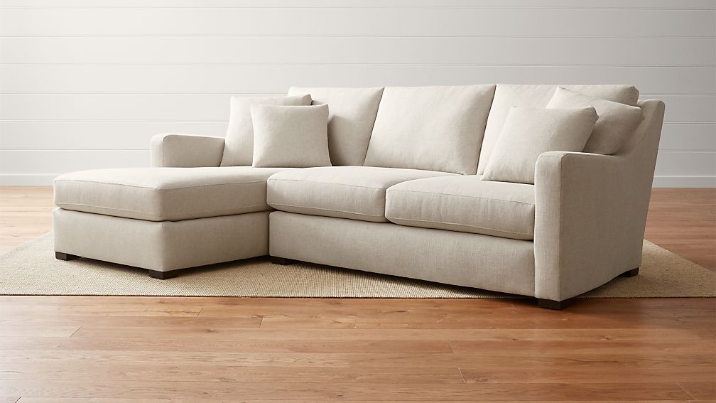 Verano Left Arm Beige Sectional With Chaise | Crate And Barrel Inside Hugo Chenille Upholstered Storage Sectional Futon Sofas (View 12 of 15)