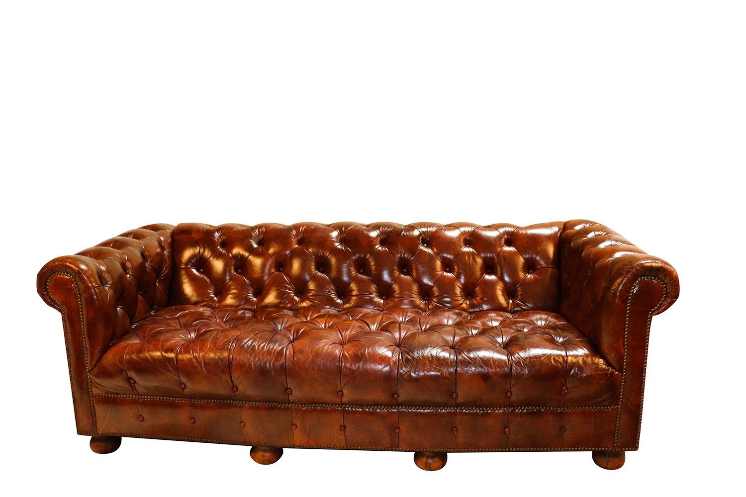 Vintage Chesterfield Style Brown Leather Button Tufted With Old Fashioned Sofas (View 3 of 15)