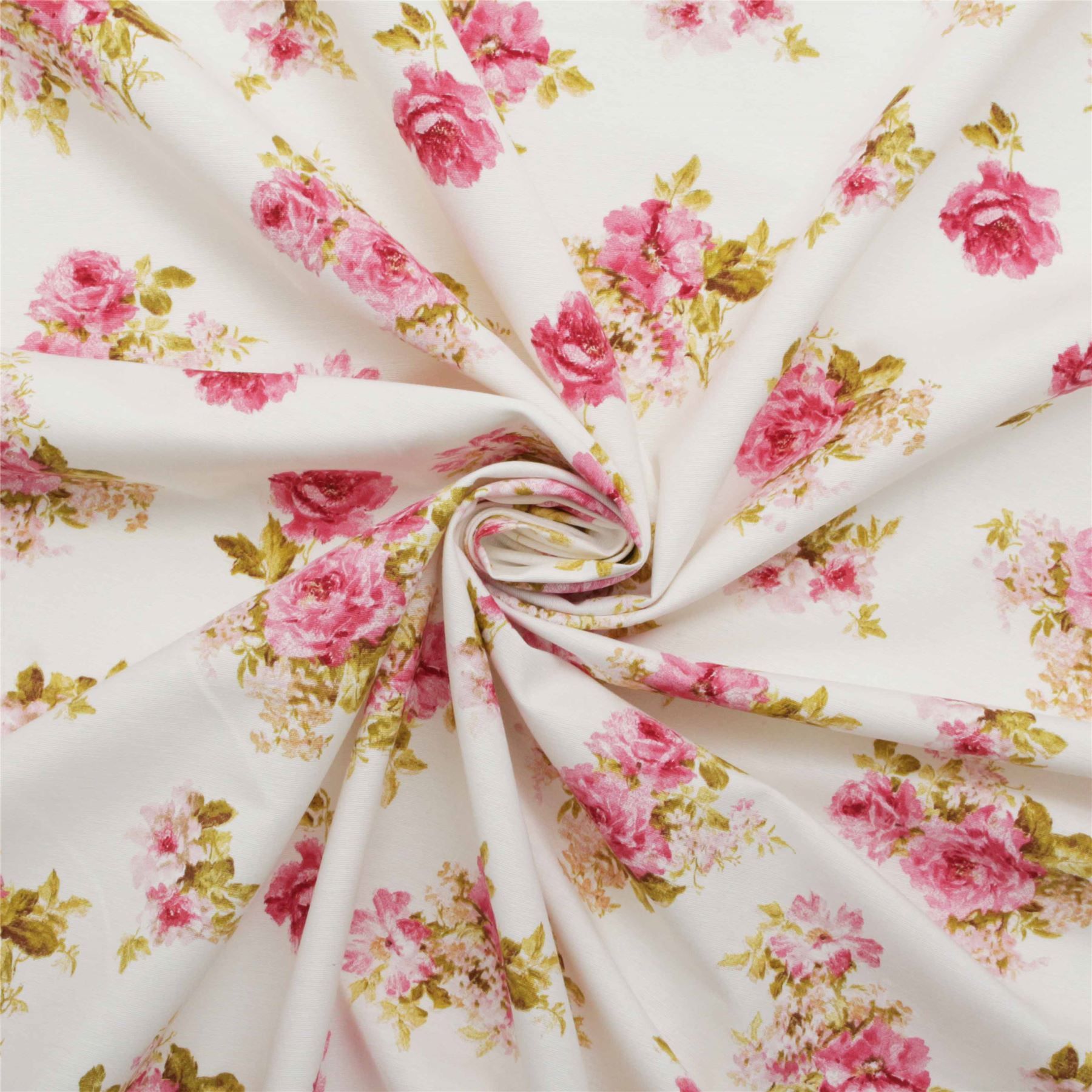 Vintage Chintz Shabby Roses Print Retro 100% Cotton With Regard To Chintz Fabric Sofas (View 11 of 15)