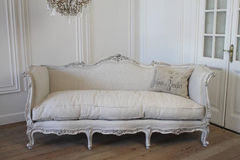 Vintage French Louis Xv Style Daybed Sofa In Natural Intended For French Style Sofas (Photo 13 of 15)