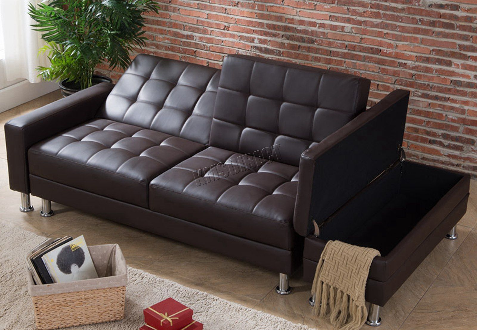 Westwood Pu Sofa Bed With Storage 3 Seater Guest Sleeper Within Liberty Sectional Futon Sofas With Storage (View 1 of 15)
