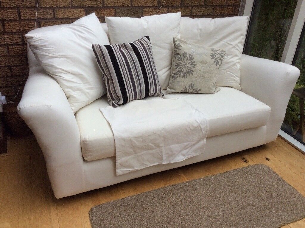 White Ikea Two Seater Sofa With Washable Covers | In Within Washable Sofas (View 11 of 15)