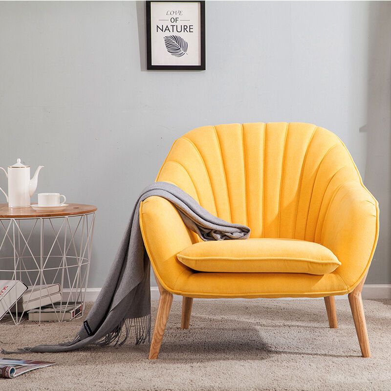 Yellowvelvet Scallop Back Armchair Living Room Single Sofa Inside Single Sofa Chairs (View 4 of 15)