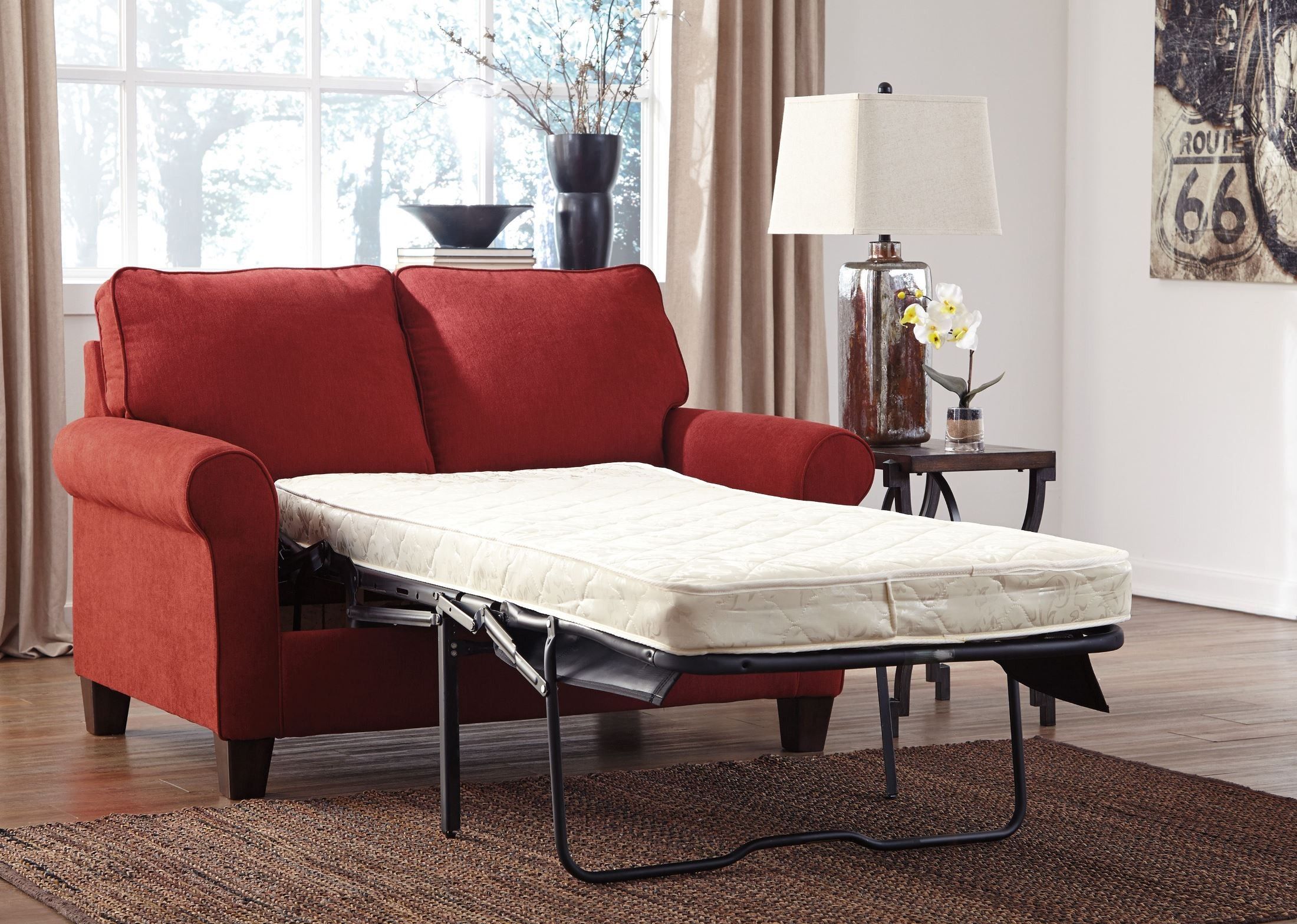 Zeth Crimson Twin Sofa Sleeper From Ashley (2710237 With Twin Sofa Chairs (View 2 of 15)