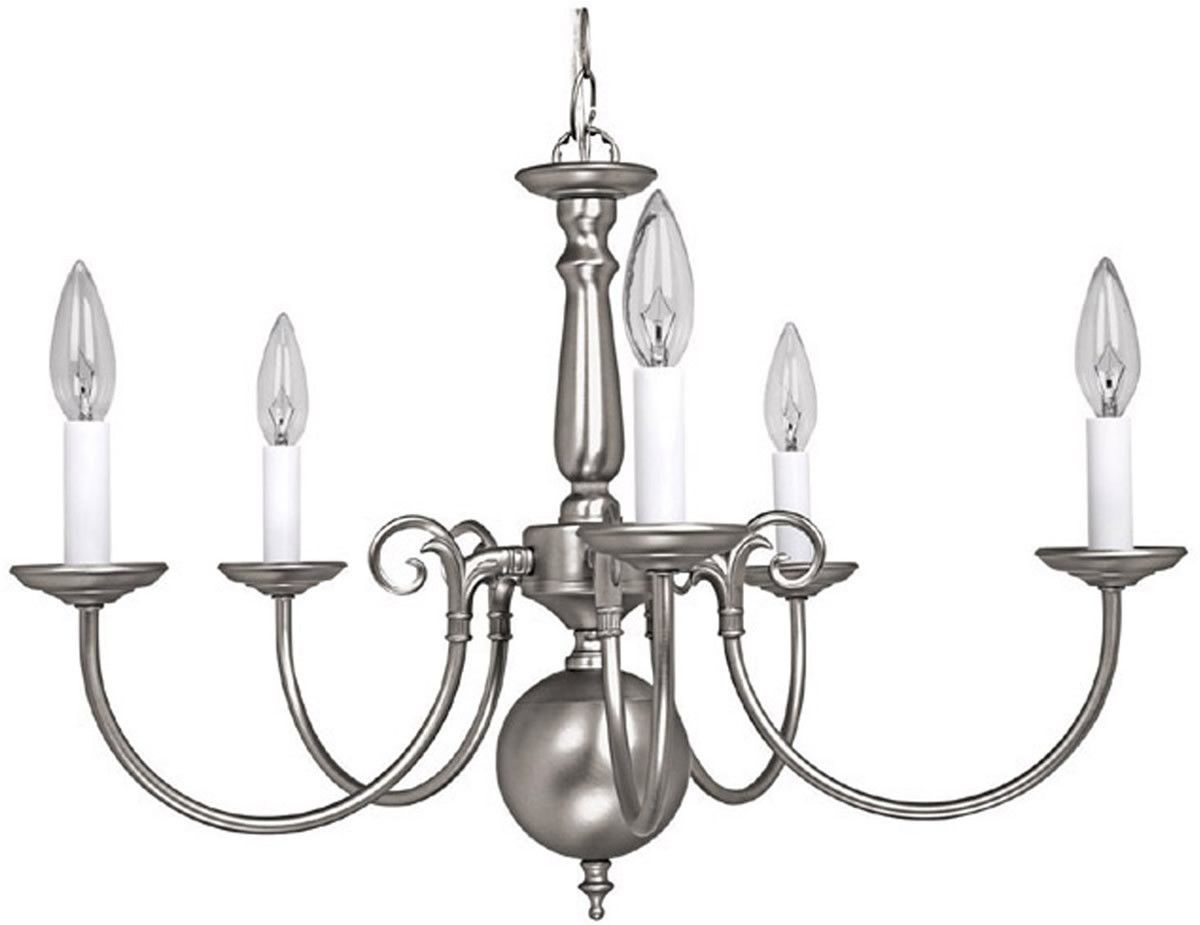 24"W Signature 5 Light Chandelier Matte Nickel | Capital For Stone Grey With Brushed Nickel Six Light Chandeliers (View 9 of 15)
