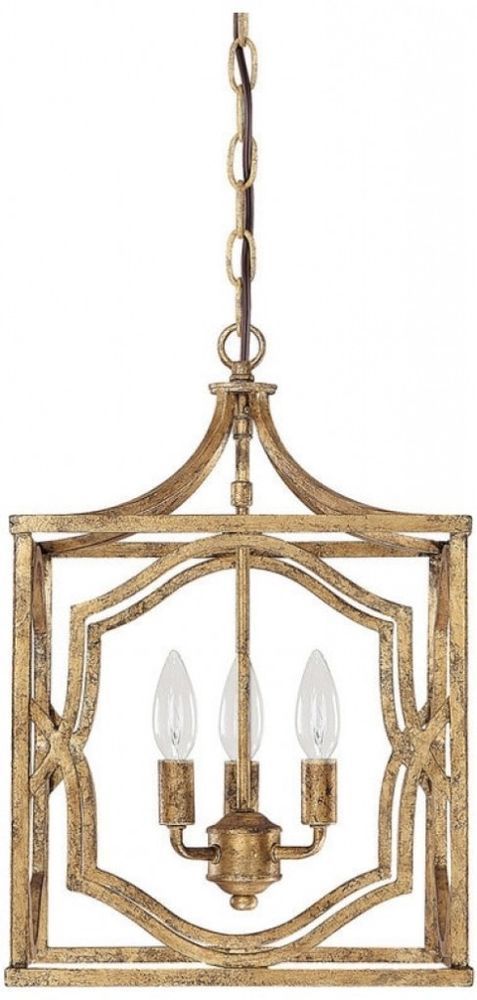 3 Light Traditional Antique Gold Foyer Pendant Ceiling Intended For Antique Gold 18 Inch Four Light Chandeliers (View 8 of 15)