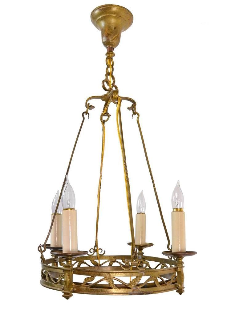 4 Light Brass Ring Chandelier | Ring Chandelier, Candle Throughout Brass Four Light Chandeliers (View 13 of 15)
