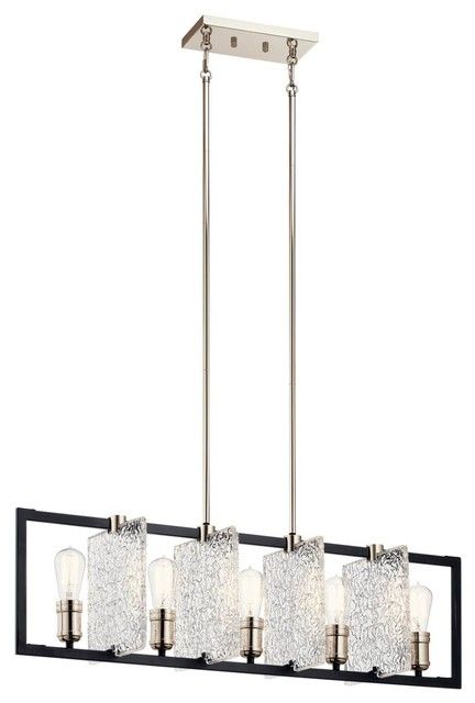 43977Bk Forge Black Linear Chandelier 5 Light Pertaining To Midnight Black Five Light Linear Chandeliers (View 7 of 15)