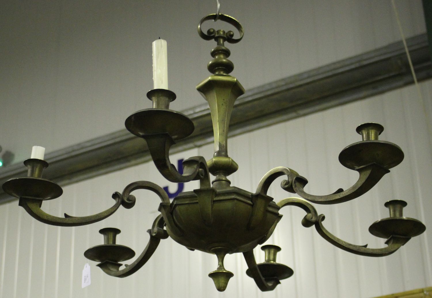 An Early 20Th Century Heavy Cast Brass Six Light With Natural Brass Six Light Chandeliers (View 2 of 15)