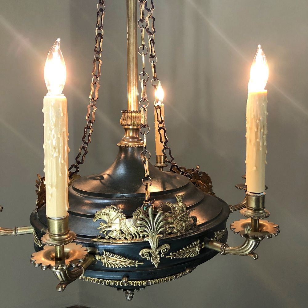 Antique French Empire Bronze & Brass Chandelier Throughout Old Bronze Five Light Chandeliers (View 3 of 15)