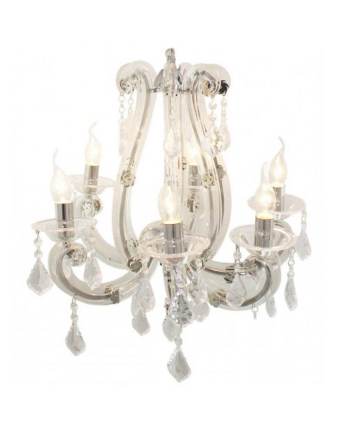 Antique French Style Chandelier – 6 Light White Pendant In French White 27 Inch Six Light Chandeliers (View 5 of 15)
