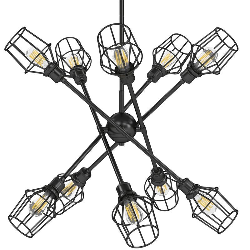 Axel 10 Light Chandelier In Matte Black With Matte Black Intended For Matte Black Nine Light Chandeliers (View 14 of 15)