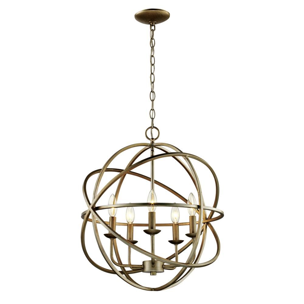Bel Air Lighting 5 Light Antique Silver Multi Ring Orb Pertaining To Four Light Antique Silver Chandeliers (View 11 of 15)