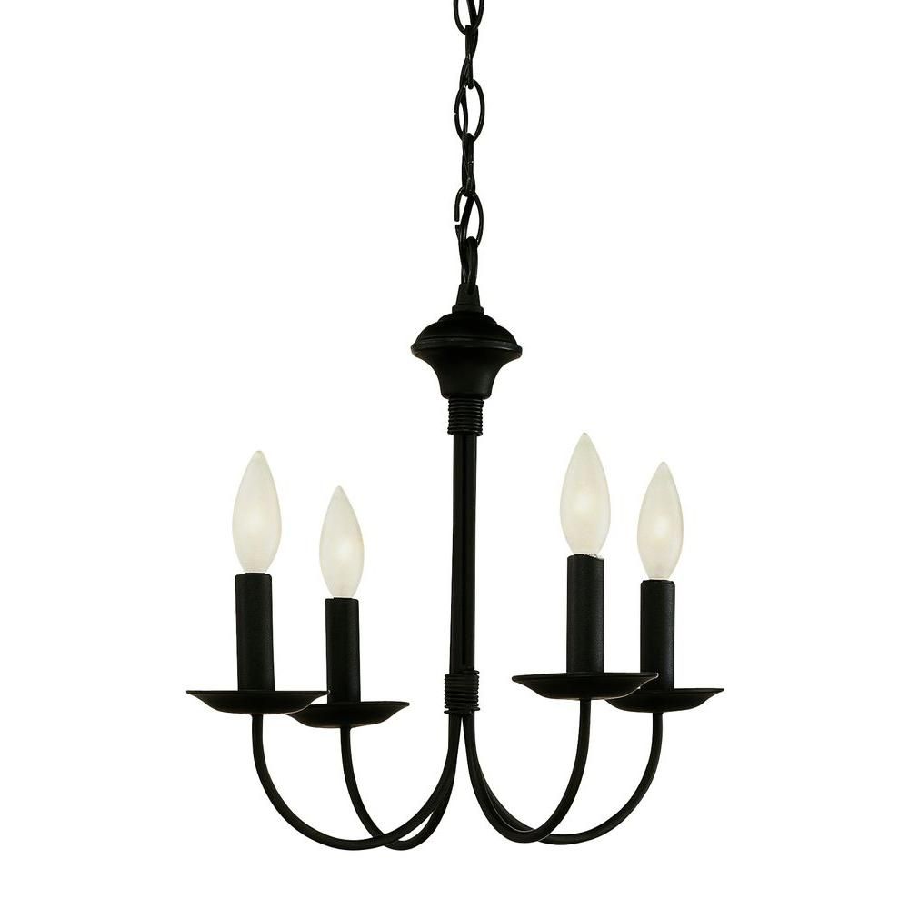 Bel Air Lighting Cabernet Collection 4 Light Black In Black Iron Eight Light Chandeliers (View 12 of 15)