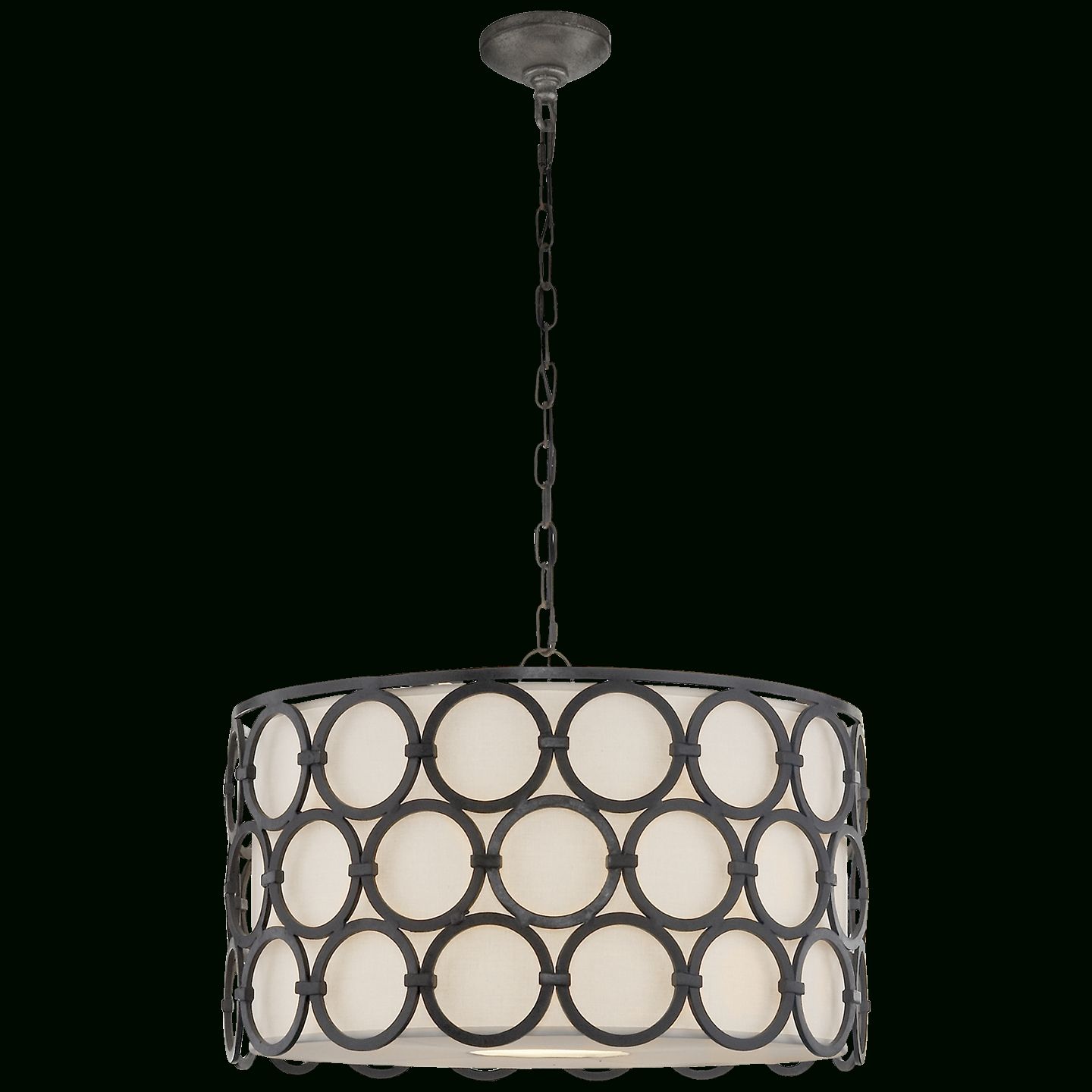 Burnished Silver Leaf With Linen Shade | Visual Comfort Pertaining To Burnished Silver 25 Inch Four Light Chandeliers (View 12 of 15)