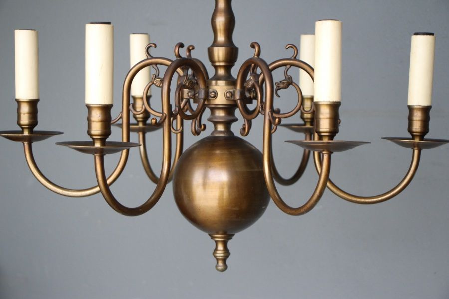 Buy 6 Arm Vintage Bronze Chandelier 1930 From Antiques And With Antique Brass Seven Light Chandeliers (View 7 of 15)