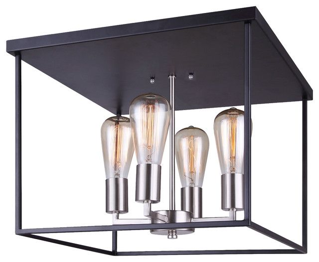 Canarm Roy 4 Flush Mount Light, Matte Black With Brushed For Isle Matte Black Four Light Chandeliers (View 15 of 15)