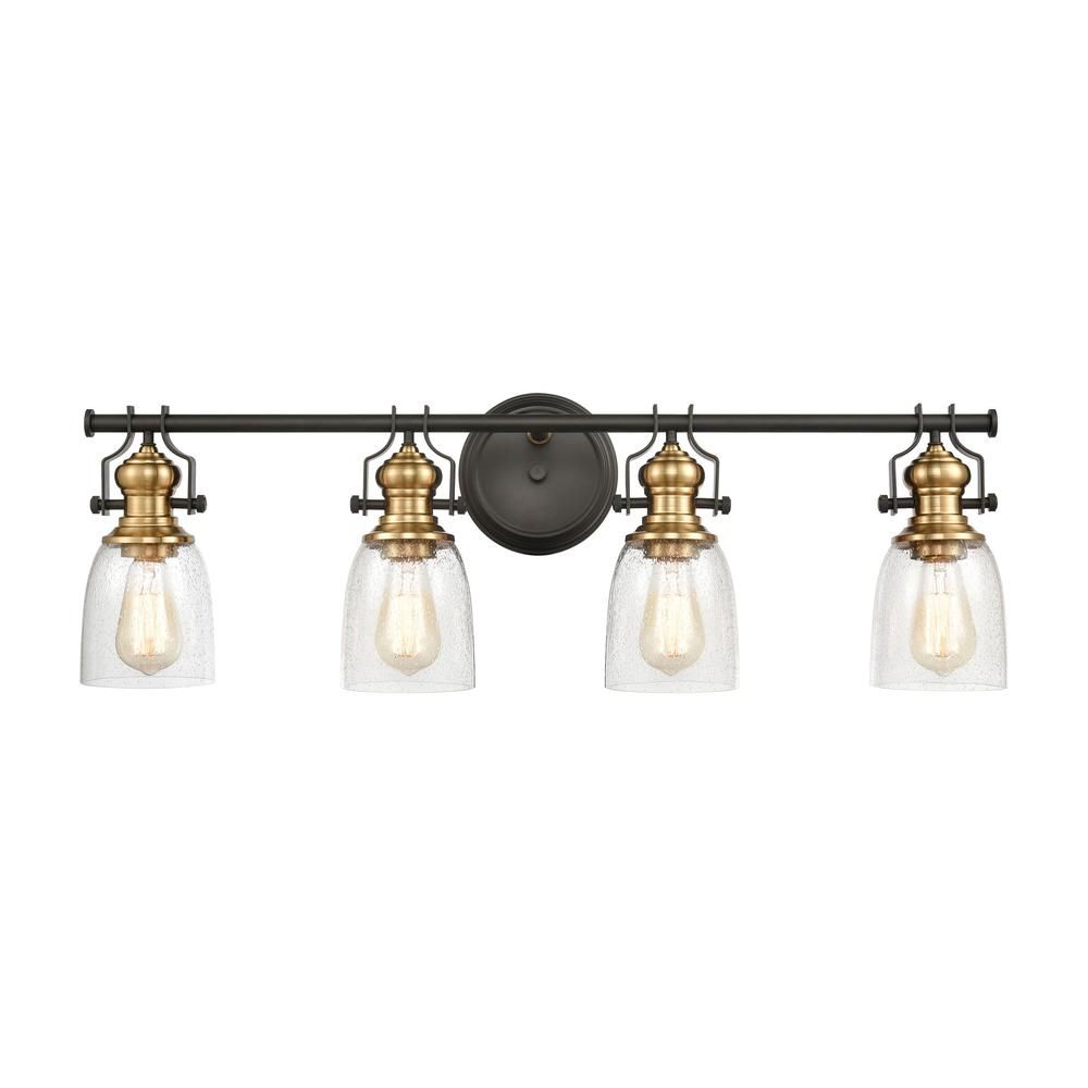 Chadwick 4 Light Vanity Light In Oil Rubbed Bronze And With Oil Rubbed Bronze And Antique Brass Four Light Chandeliers (View 10 of 15)