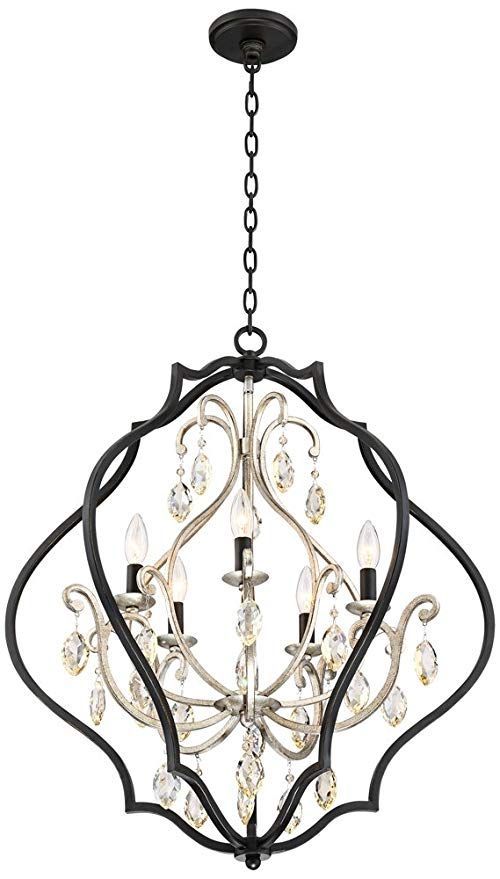 Clara 27" Wide Black And Antique Silver 5 Light Chandelier Regarding Four Light Antique Silver Chandeliers (View 2 of 15)