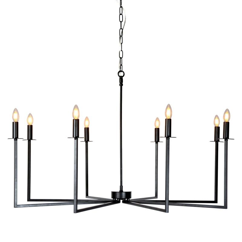 Cohen Iron Chandelier, 8 Arm, Black Intended For Black Iron Eight Light Minimalist Chandeliers (View 10 of 15)