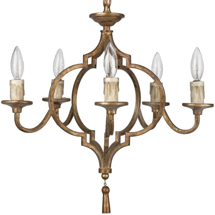 Coraline French Country Antique Gold Arabesque 5 Light Intended For Antique Gild One Light Chandeliers (View 8 of 15)
