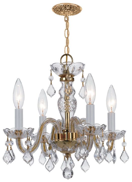 Crystorama 1064Pbclmwp Traditional Crystal 4 Light Antique In Brass Four Light Chandeliers (View 1 of 15)