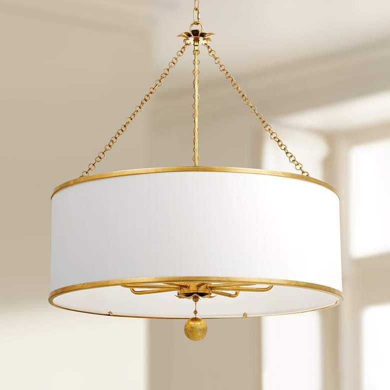 Crystorama Broche 29" Wide Antique Gold Drum Chandelier For Antique Gold 18 Inch Four Light Chandeliers (View 15 of 15)
