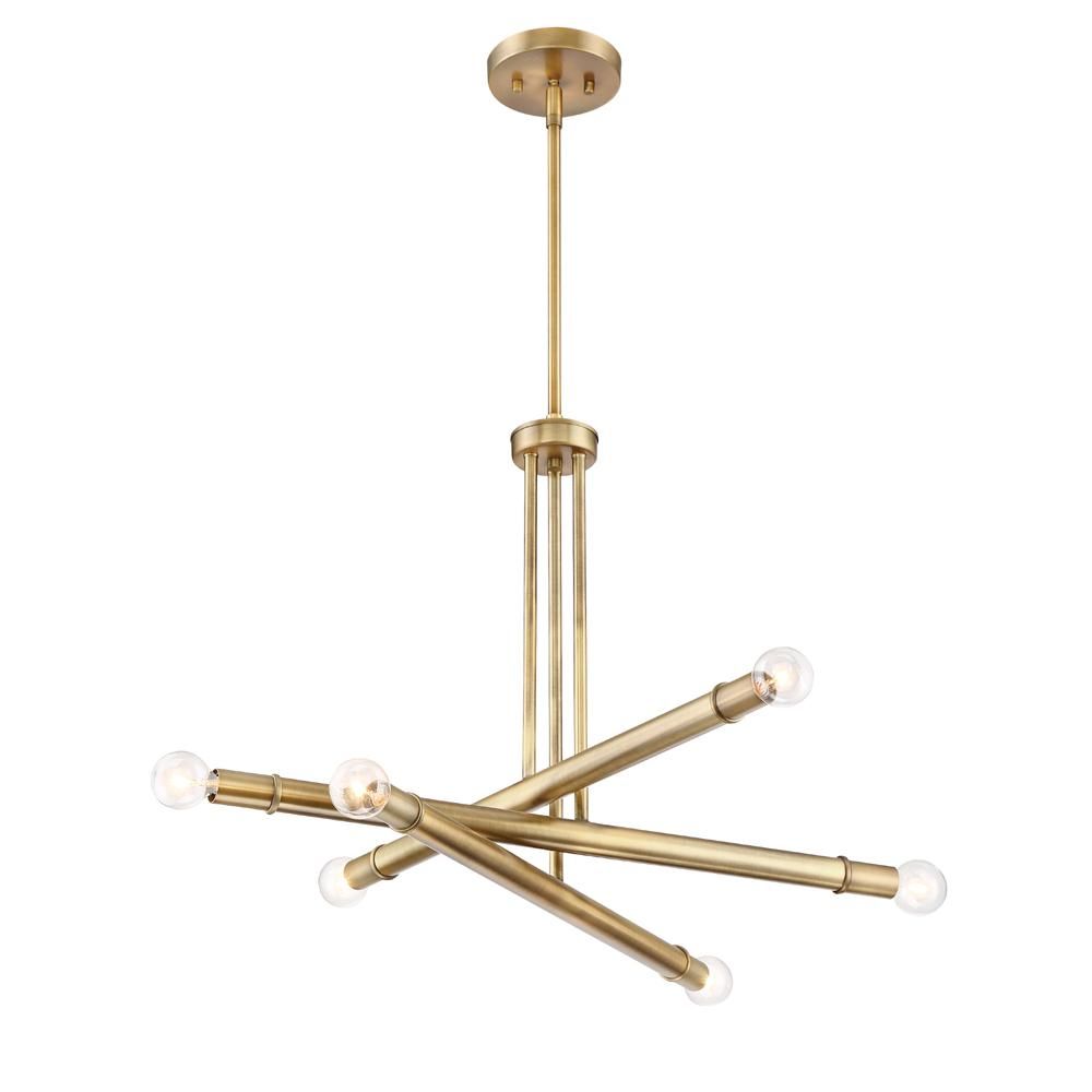 Designers Fountain Emmett 6 Light Old Satin Brass With Satin Brass 27 Inch Five Light Chandeliers (View 10 of 15)