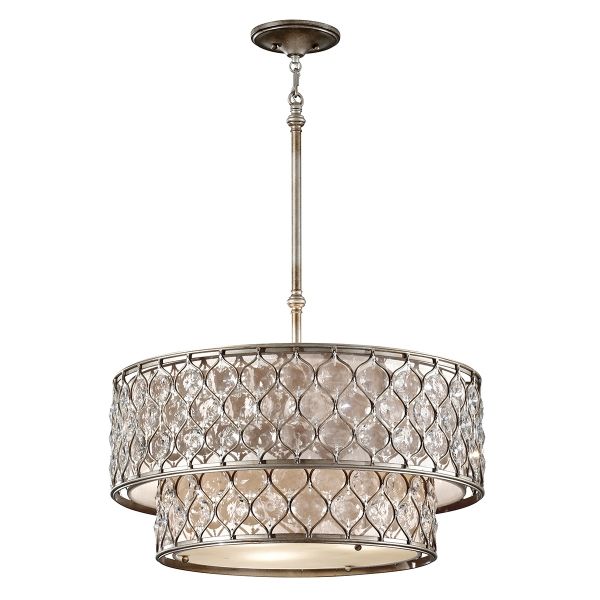 Elegant Burnished Silver Crystal Pendant | Luxury Ceiling Pertaining To Burnished Silver 25 Inch Four Light Chandeliers (View 2 of 15)