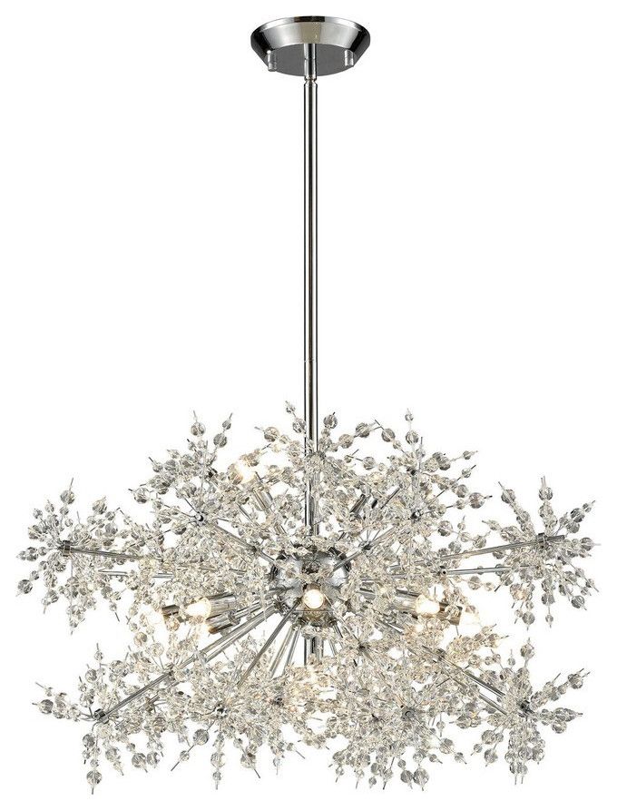 Eleven Light Chandelier Faceted Crystal Beads Polished Intended For Polished Chrome Three Light Chandeliers With Clear Crystal (View 2 of 15)