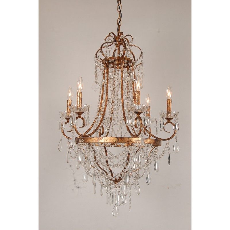 European Design French Empire Crystal Basket Chandelier In Pertaining To Antique Gild Two Light Chandeliers (View 5 of 15)