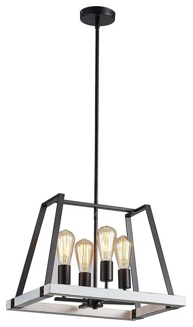 Farmhouse Chandelier, Matte Black Painted Frame With 4 With Regard To Isle Matte Black Four Light Chandeliers (View 7 of 15)