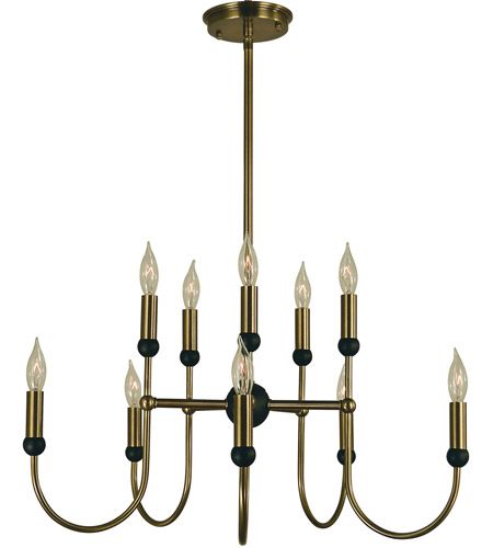 Framburg 4795Ab/Mblack Nicole 10 Light 25 Inch Antique Inside Black And Brass 10 Light Chandeliers (View 5 of 15)