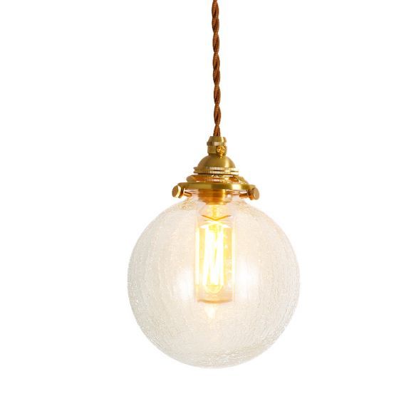 Gold 1 Light Ceiling Lamp Colonial Clear Crackle/Bubble Intended For Bubbles Clear And Natural Brass One Light Chandeliers (View 5 of 15)