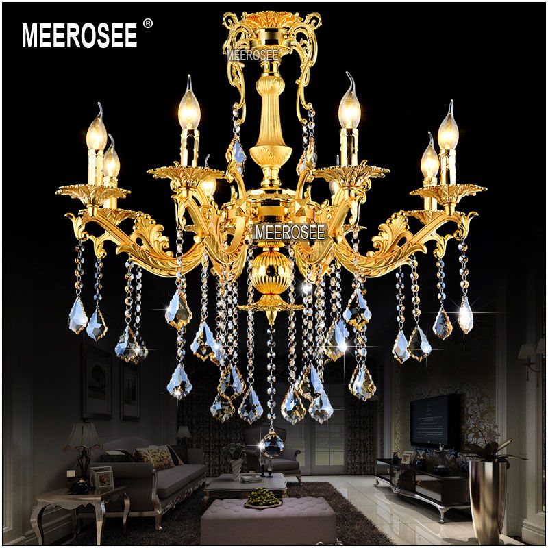 Gold Crystal Chandelier Lighting Fixture 8 Arms Classic Pertaining To Steel Eight Light Chandeliers (View 9 of 15)