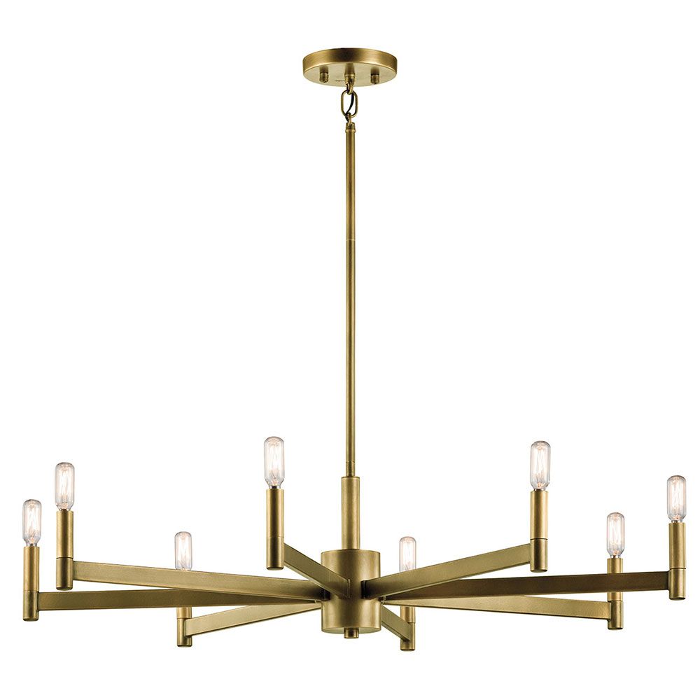 Kichler 43857Nbr Erzo Modern Natural Brass Lighting Within Natural Brass 19 Inch Eight Light Chandeliers (View 3 of 15)