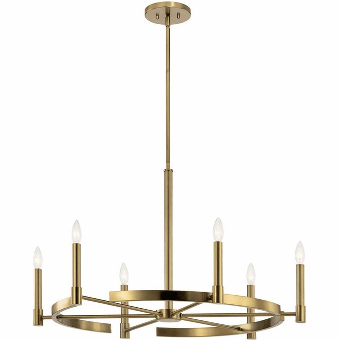 Kichler 52427Bnb Tolani Contemporary Brushed Natural Brass Inside Natural Brass 19 Inch Eight Light Chandeliers (View 6 of 15)